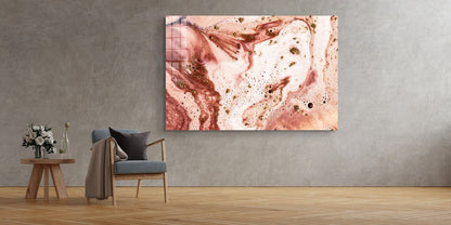 Pink Beige Abstract Print Tempered Glass Wall Art 100% Made in Australia Ready to Hang