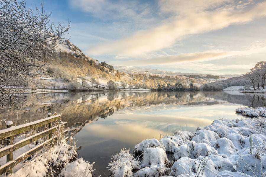 Bella Home Snow at Rydal Water in The Lake UK Print Canvas Ready to hang