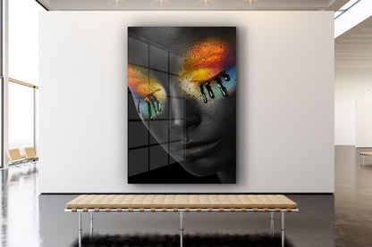 Eye Makeup Black Woman Print Tempered Glass Wall Art 100% Made in Australia Ready to Hang