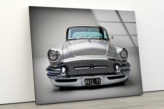 Vintage Silver Car Photograph Acrylic Glass Print Tempered Glass Wall Art 100% Made in Australia Ready to Hang