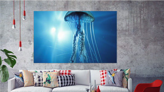 Deep blue sea jellyfish Print 100% Australian Made