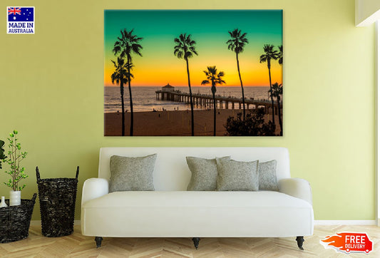 Palm Trees near Beach Sunset View Photograph Print 100% Australian Made