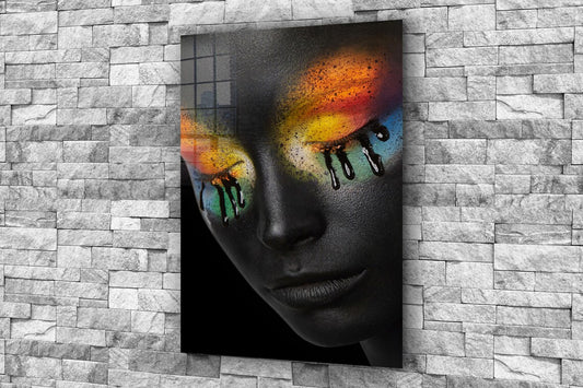 Eye Makeup Black Woman Print Tempered Glass Wall Art 100% Made in Australia Ready to Hang