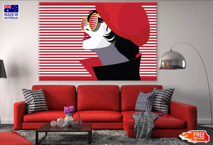 Stylish Girl with Red Hat Illustration Print 100% Australian Made