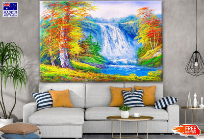 Nature with Waterfall Painting Print 100% Australian Made