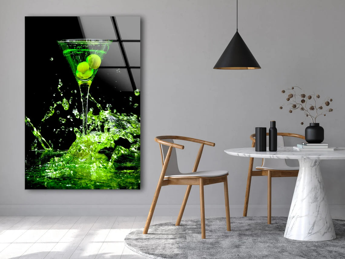 Green Cocktail Glass Acrylic Glass Print Tempered Glass Wall Art 100% Made in Australia Ready to Hang