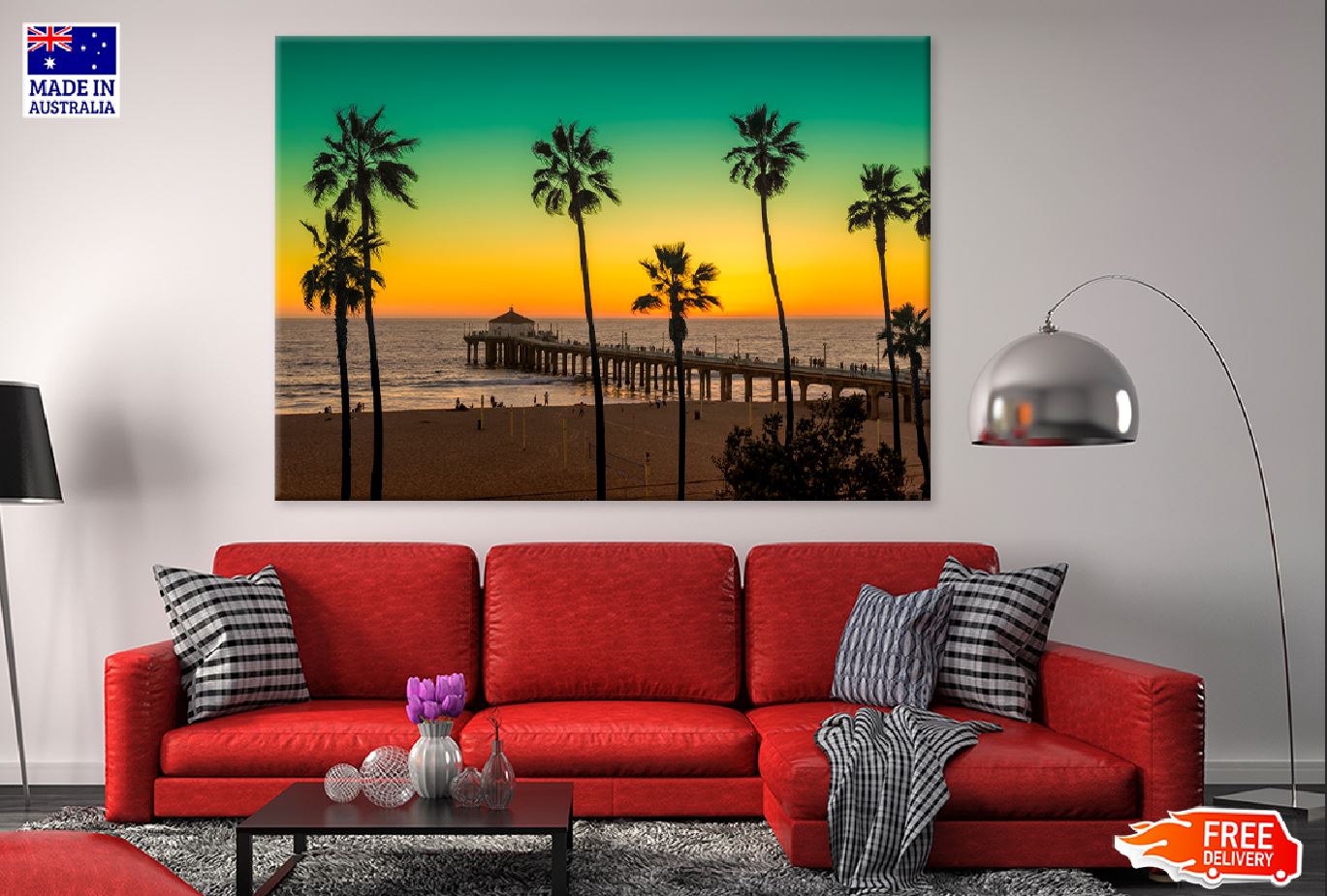 Palm Trees near Beach Sunset View Photograph Print 100% Australian Made