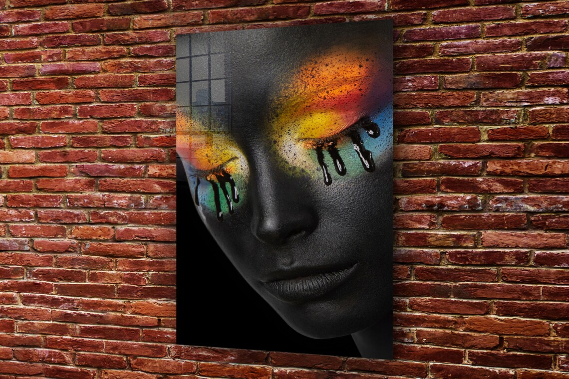 Eye Makeup Black Woman Print Tempered Glass Wall Art 100% Made in Australia Ready to Hang