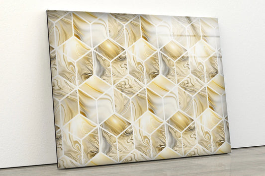 Gold Silver Abstract Pattern Design Acrylic Glass Print Tempered Glass Wall Art 100% Made in Australia Ready to Hang