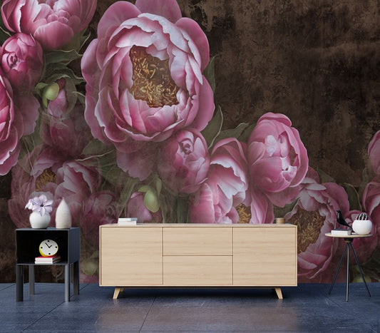 Wallpaper Murals Peel and Stick Removable Pink Floral Painting High Quality