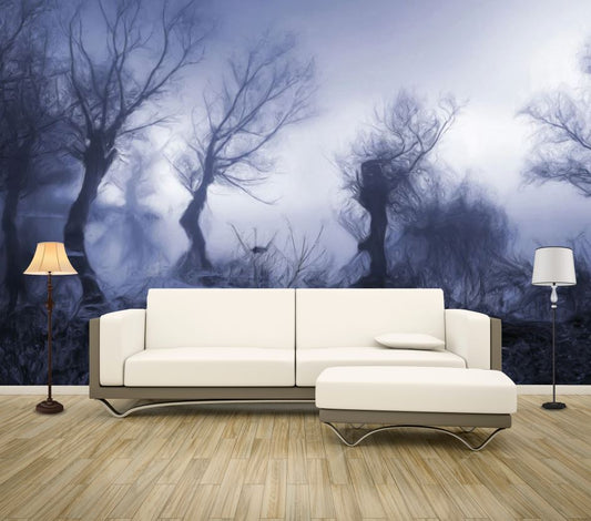 Wallpaper Murals Peel and Stick Removable Misty Forest High Quality