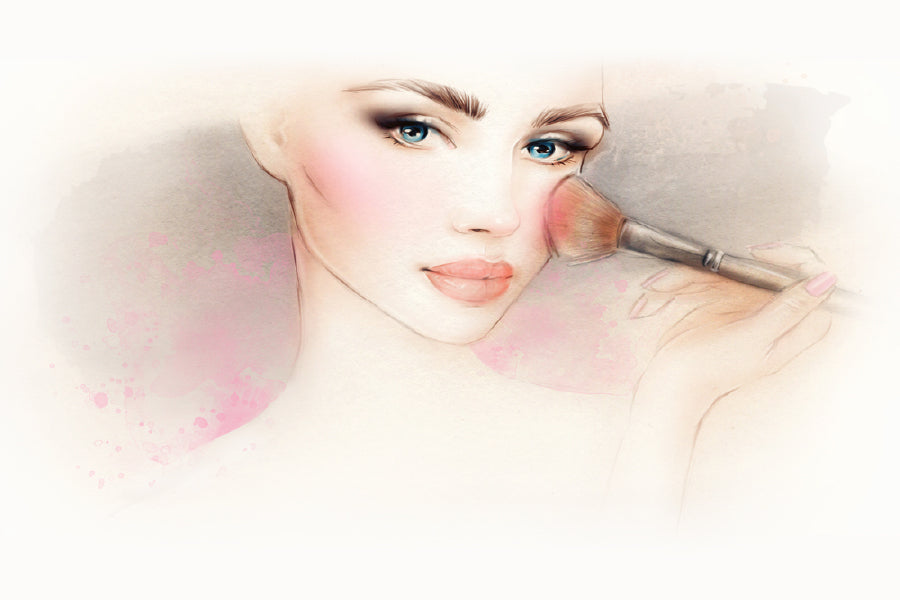 Makeup Girl with Brush Watercolor Painting Design Print 100% Australian Made