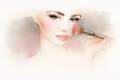 Makeup Girl with Brush Watercolor Painting Design Print 100% Australian Made