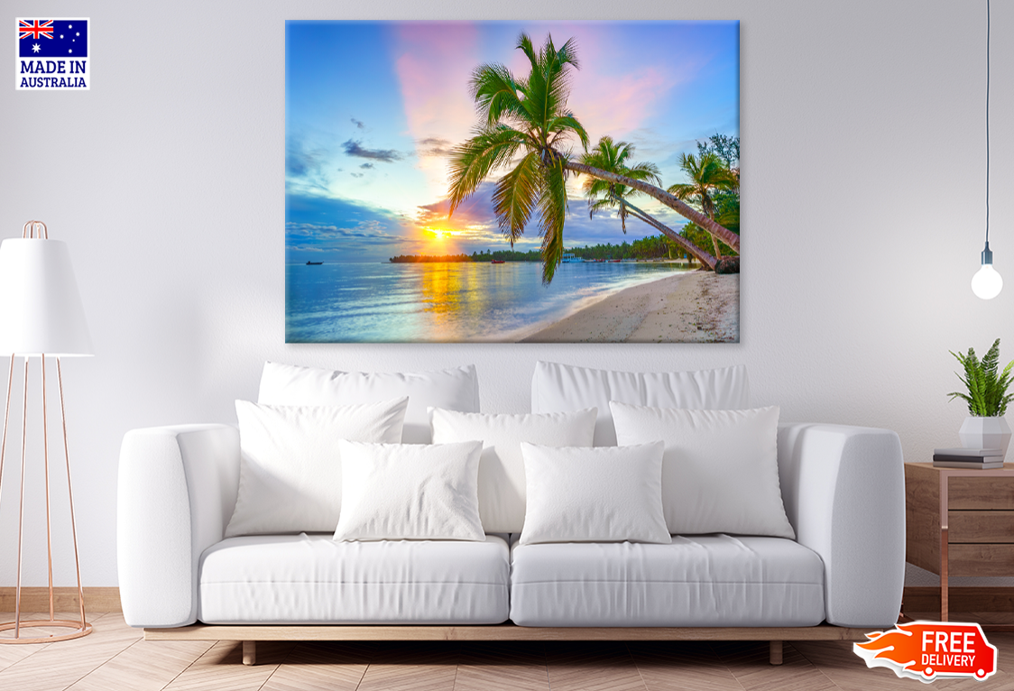 Palm Trees & Sunset Sky Scenery View Photograph Print 100% Australian Made