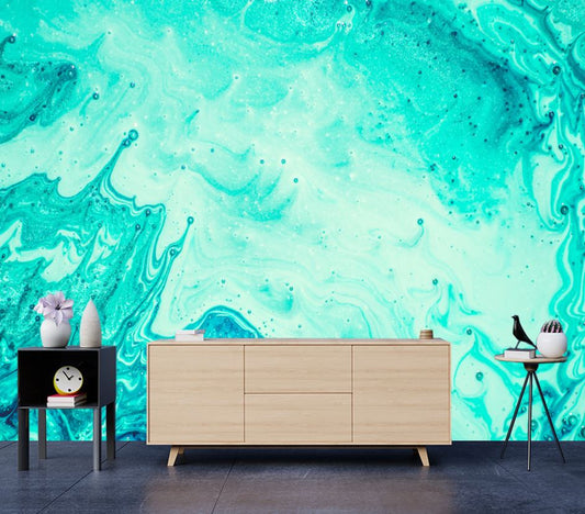 Wallpaper Murals Peel and Stick Removable Green & Blue Granite Abstract Design High Quality