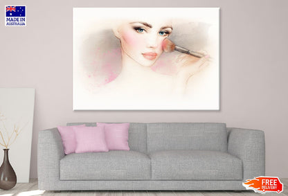 Makeup Girl with Brush Watercolor Painting Design Print 100% Australian Made