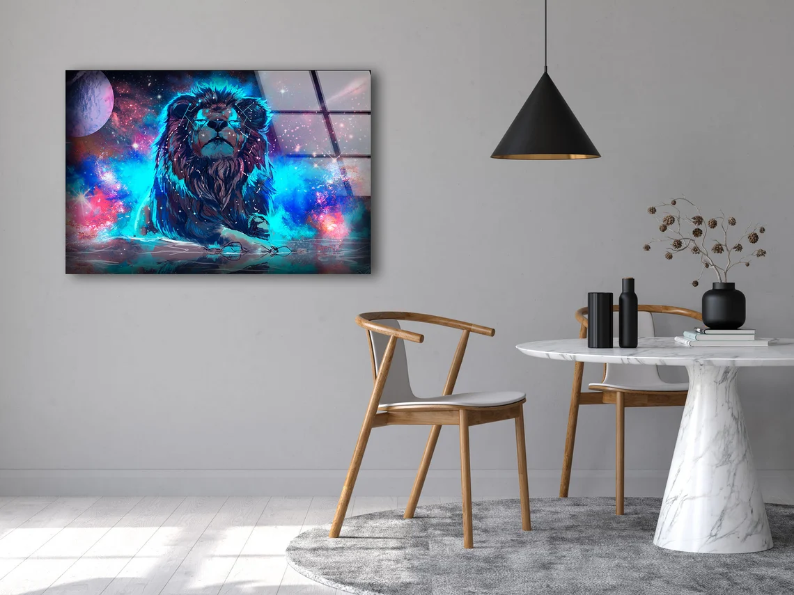 Lion Abstract Design Acrylic Glass Print Tempered Glass Wall Art 100% Made in Australia Ready to Hang