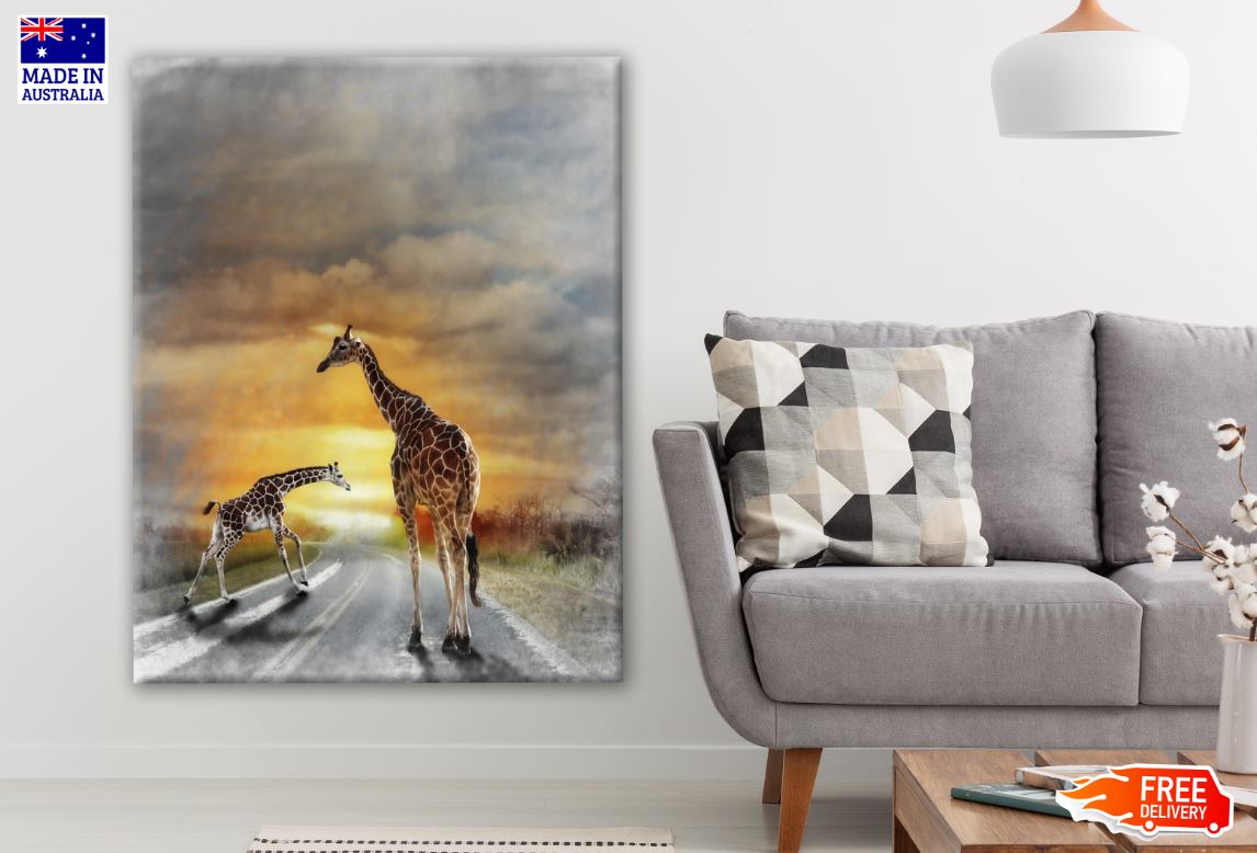 Giraffes Walking Photograph Print 100% Australian Made