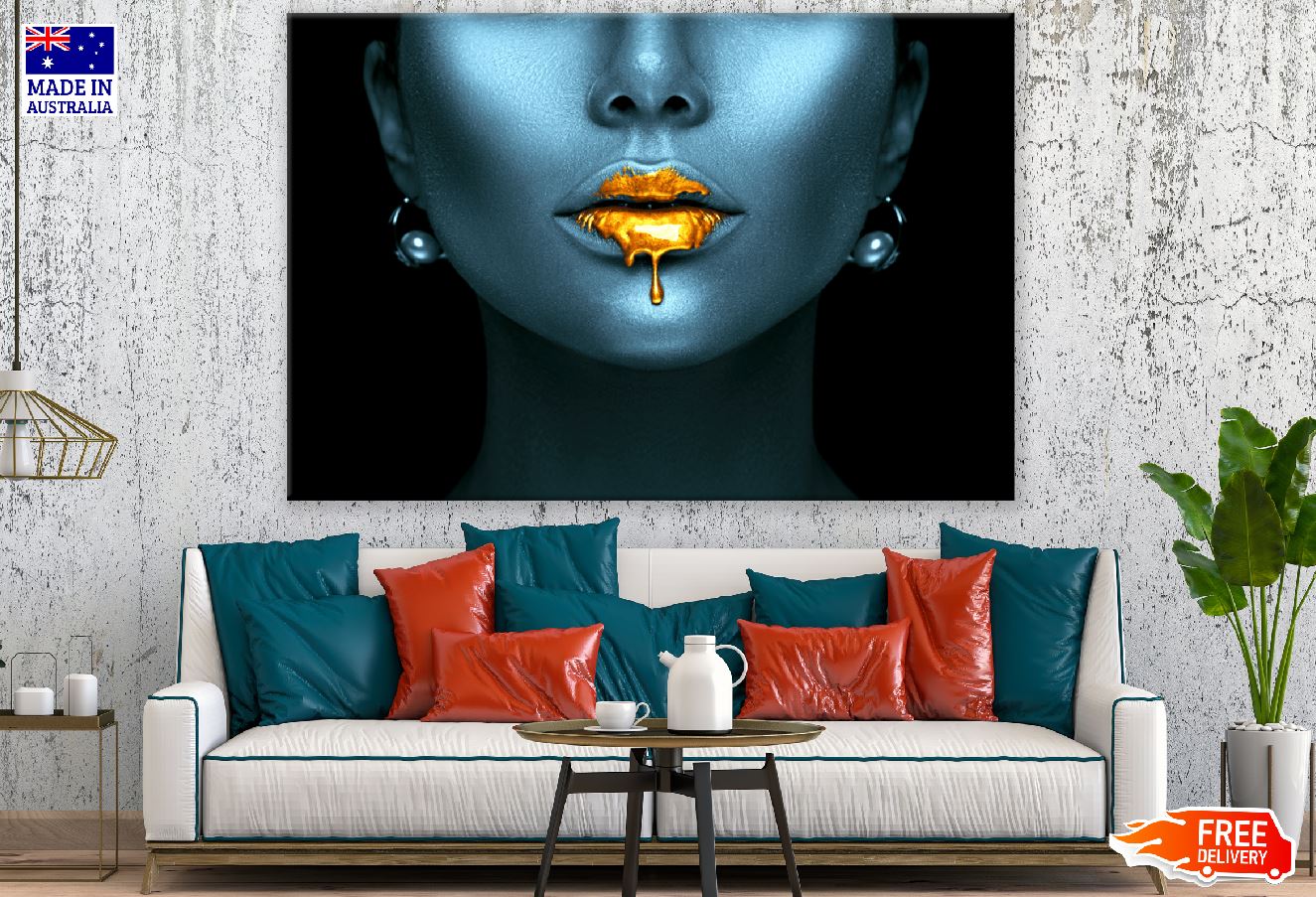 Girl with Gold Paint Drips from the Lips Photograph Print 100% Australian Made