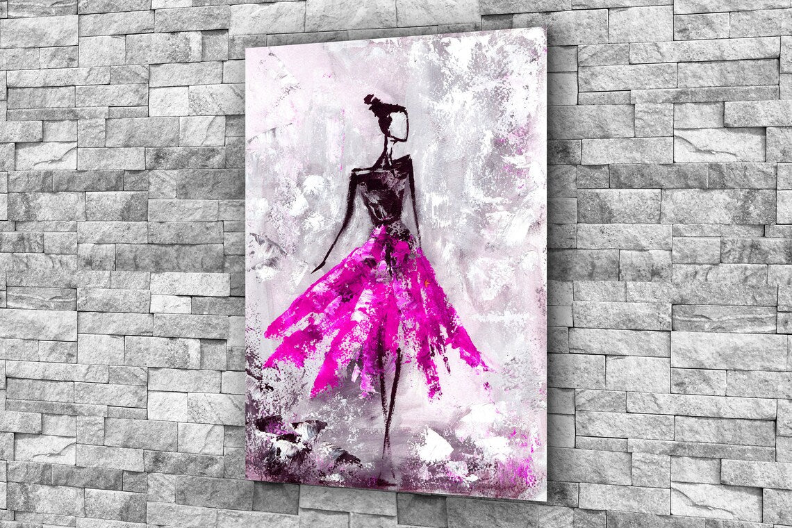 Pink Abstract Woman Print Tempered Glass Wall Art 100% Made in Australia Ready to Hang