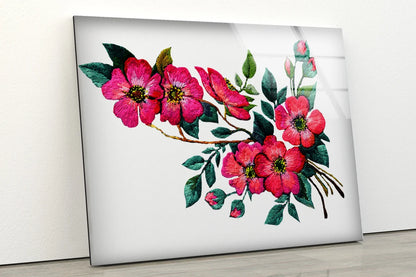 Pink Floral Art Design Acrylic Glass Print Tempered Glass Wall Art 100% Made in Australia Ready to Hang