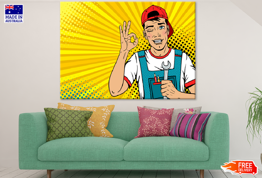 Boy Holds a Wrench Illustration Print 100% Australian Made