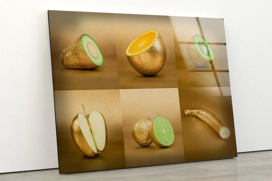 Golden Fruits Collage Acrylic Glass Print Tempered Glass Wall Art 100% Made in Australia Ready to Hang
