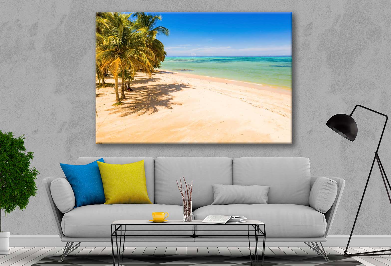 Bella Home Empty Paradise Sea & Palm Trees Print Canvas Ready to hang