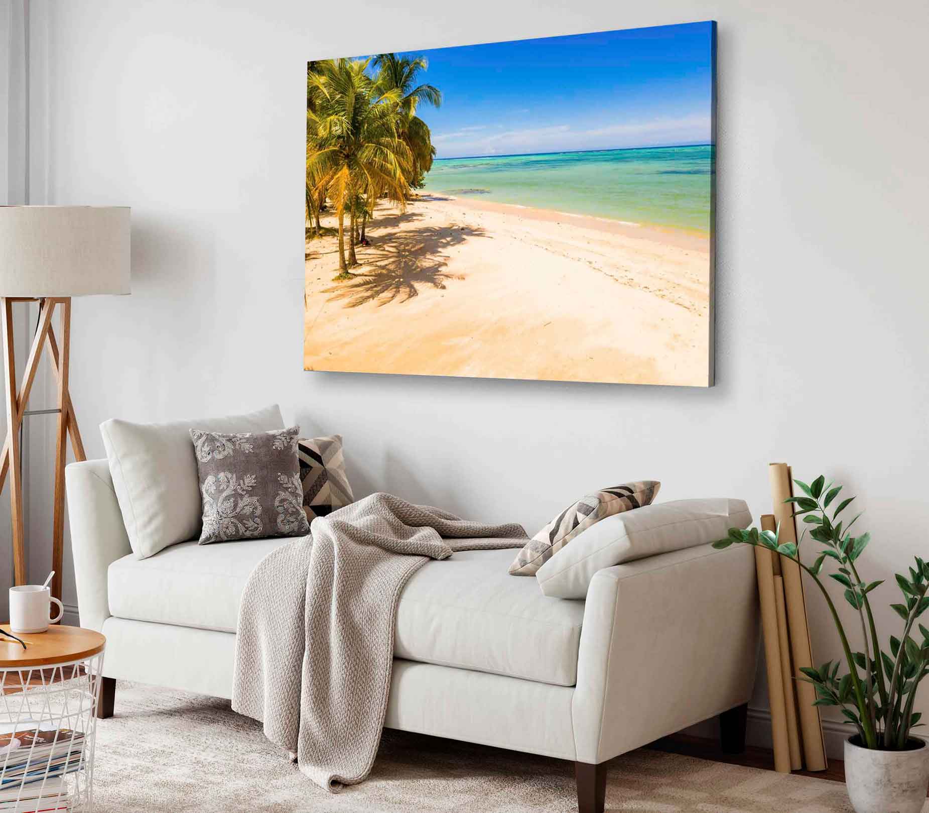 Bella Home Empty Paradise Sea & Palm Trees Print Canvas Ready to hang