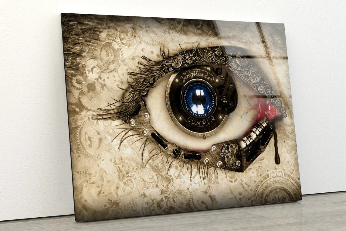 Mechanicle Eye Closeup Design Acrylic Glass Print Tempered Glass Wall Art 100% Made in Australia Ready to Hang