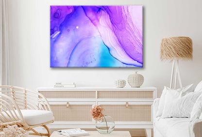 Bella Home Blue Purple Ink Abstract Design Art Print Canvas Ready to hang