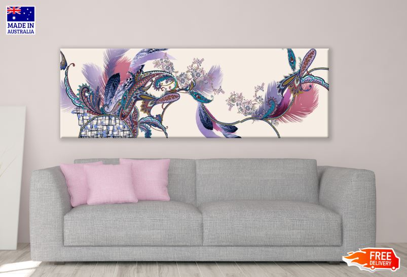 Panoramic Canvas Colorful Abstract Design High Quality 100% Australian Made Wall Canvas Print Ready to Hang