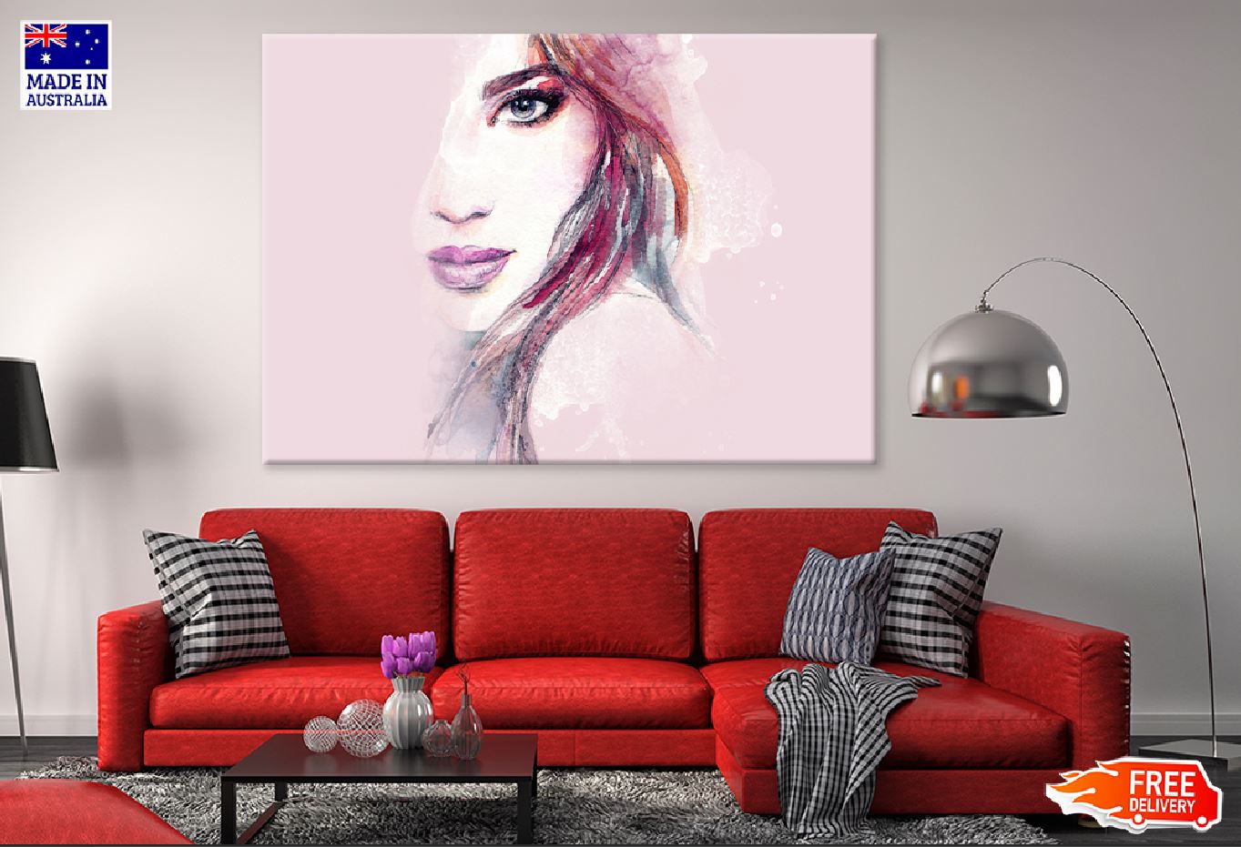 Abstract Woman Face Watercolor Painting Print 100% Australian Made