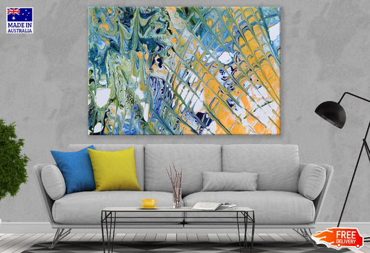 Abstract Yellow & Blue Glass Design Print 100% Australian Made