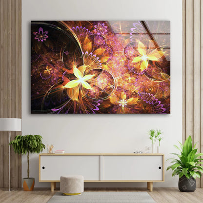 Pink & Gold Floral Abstract Pattern Design Acrylic Glass Print Tempered Glass Wall Art 100% Made in Australia Ready to Hang