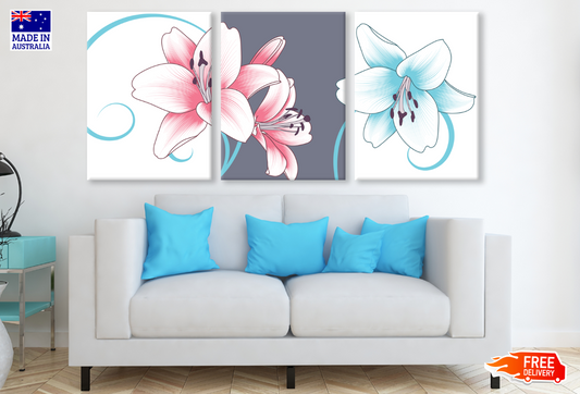 3 Set of Floral Painting High Quality print 100% Australian made wall Canvas ready to hang