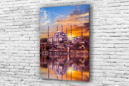 Istanbul Mosque Sunset Print Tempered Glass Wall Art 100% Made in Australia Ready to Hang