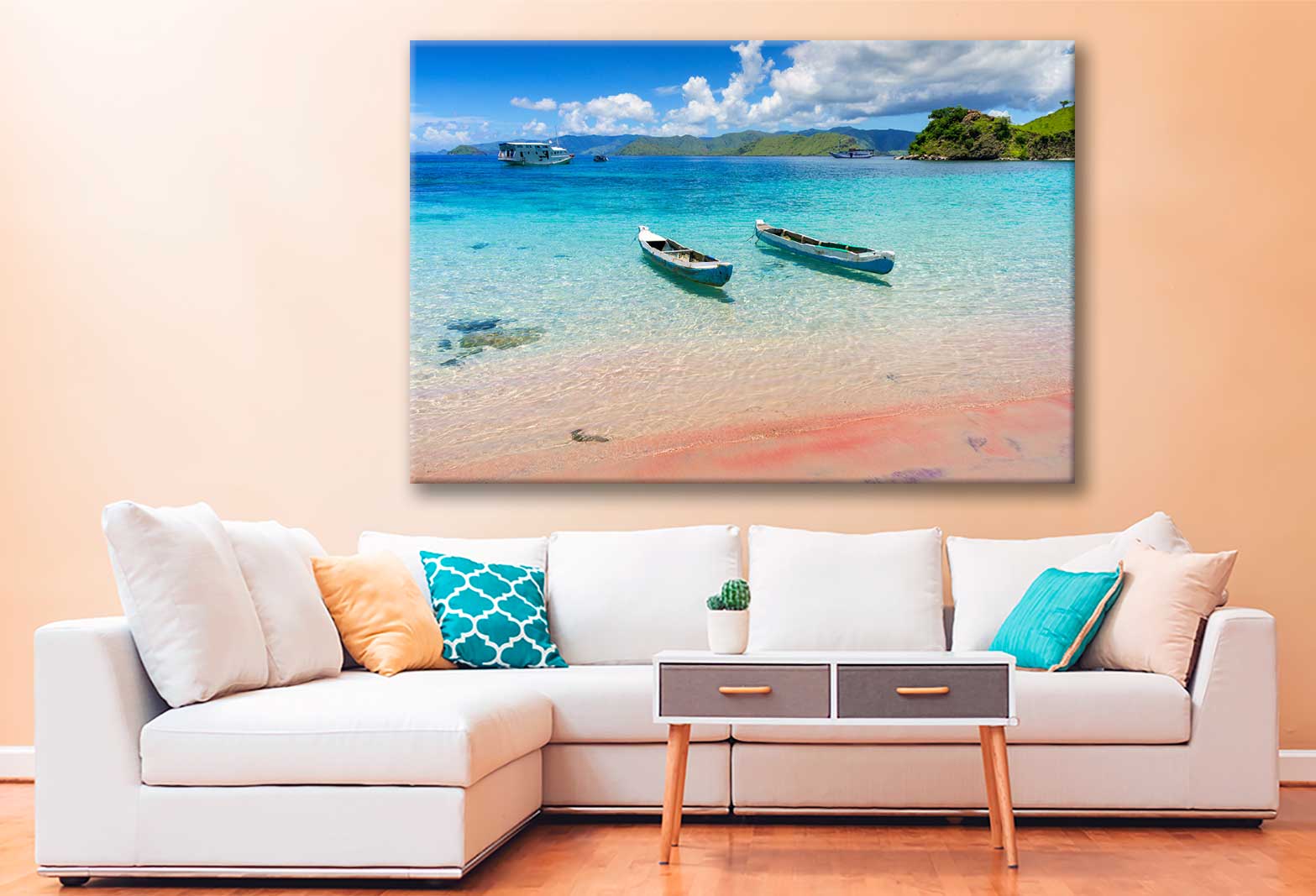 Bella Home Komodo Seashore With Boats Stopped Print Canvas Ready to hang