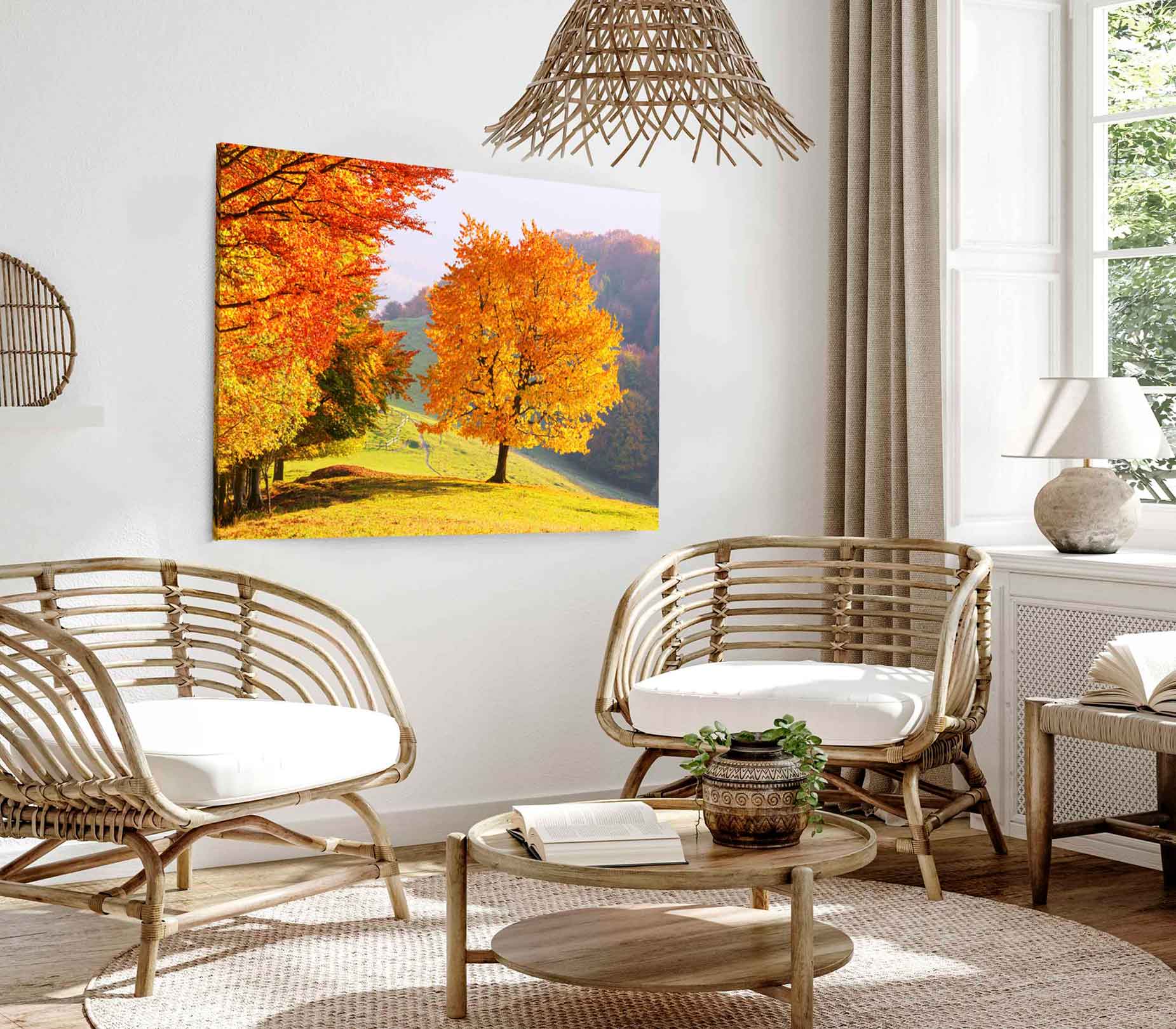 Bella Home Trees in Autumn Park & Hill View Print Canvas Ready to hang