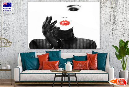 Makeup Woman Face with Black Coat Watercolor Painting Print 100% Australian Made