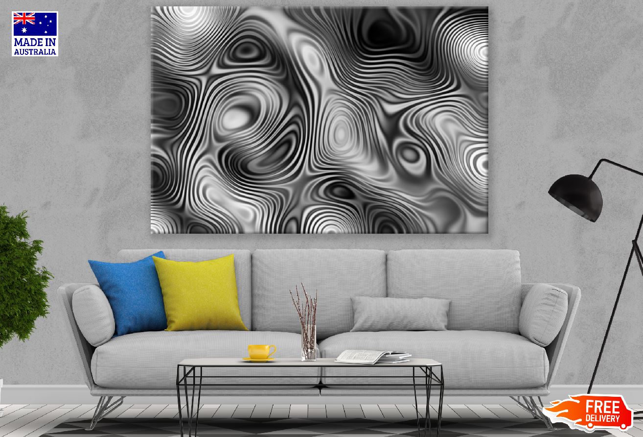 B&W Spiral Abstract Design Print 100% Australian Made