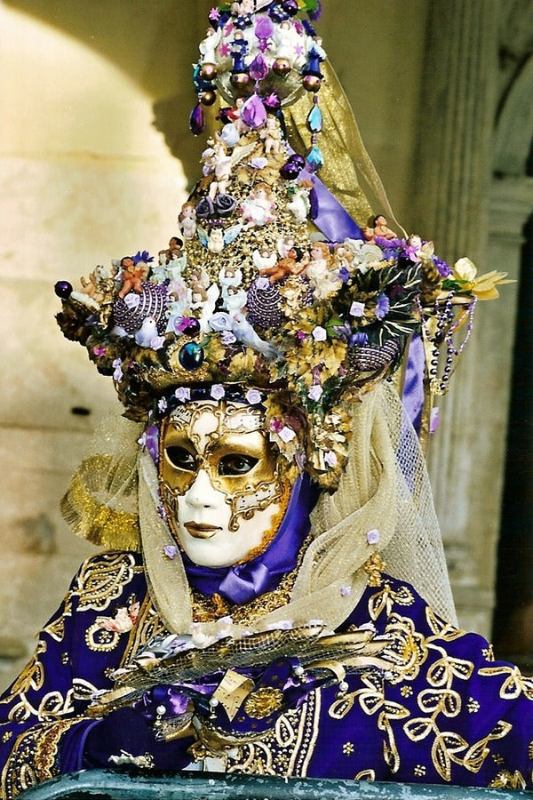 Woman with Carnival White & Gold Mask Photograph Print 100% Australian Made