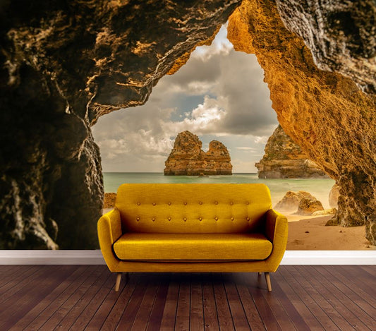 Wallpaper Murals Peel and Stick Removable Beach Cave High Quality