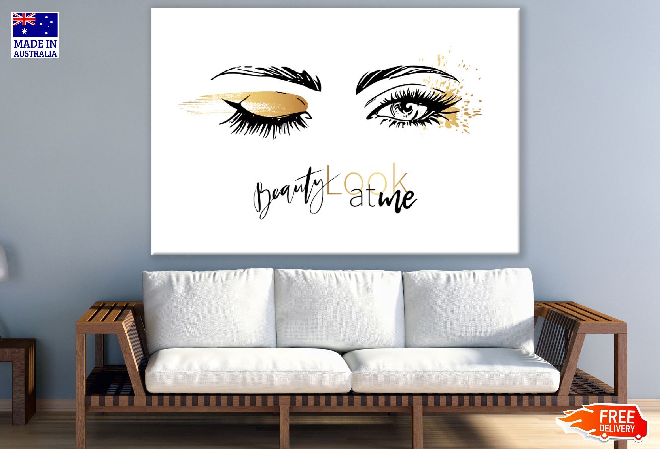 Woman Eyes with Gold Eyeshadow Illustration Print 100% Australian Made