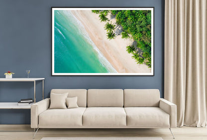 Blue Sea with Palm Trees Aerial View Photograph Home Decor Premium Quality Poster Print Choose Your Sizes