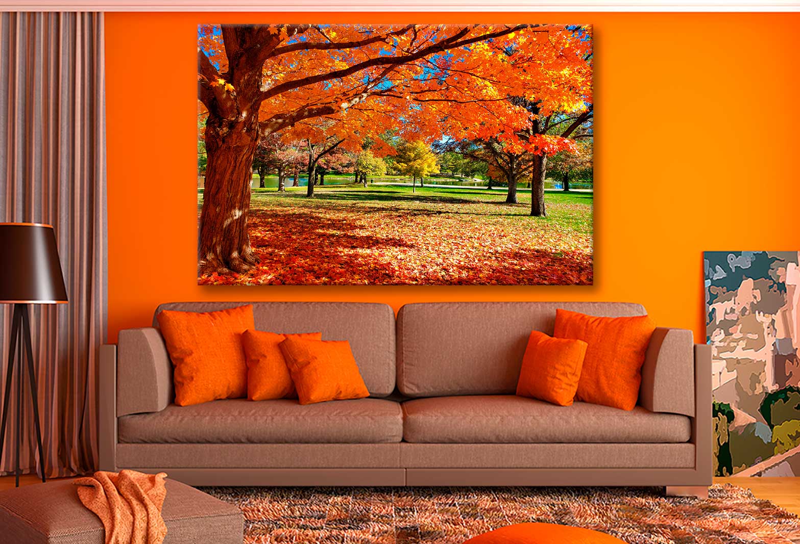 Bella Home Autumn Tree & Leaves With Park Print Canvas Ready to hang
