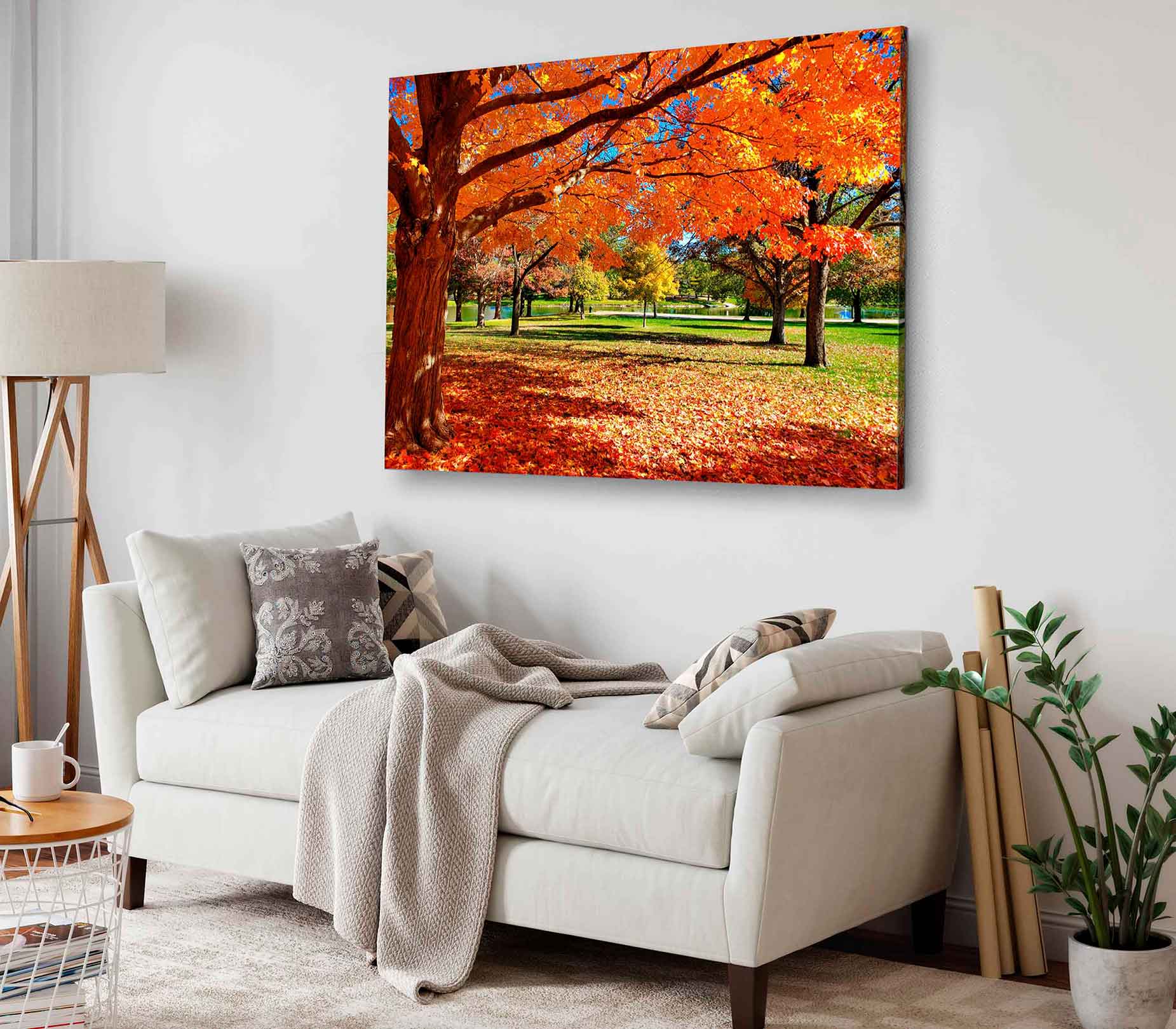 Bella Home Autumn Tree & Leaves With Park Print Canvas Ready to hang