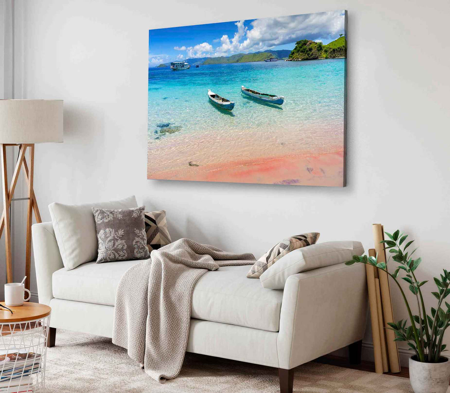 Bella Home Komodo Seashore With Boats Stopped Print Canvas Ready to hang