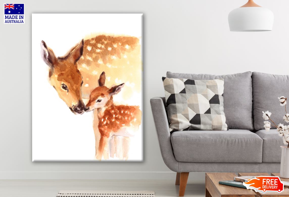 Deer & Baby Deer Painting Print 100% Australian Made