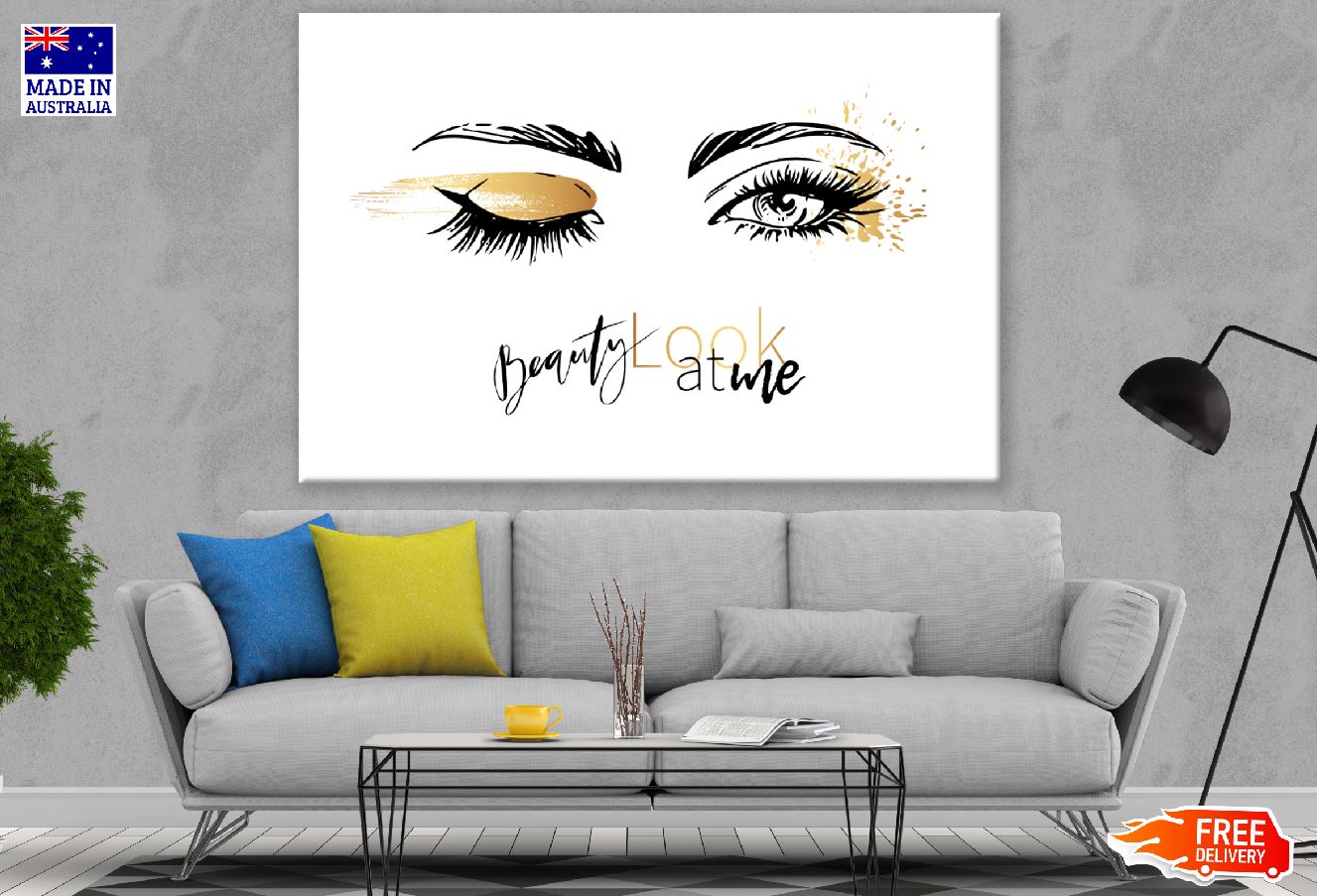 Woman Eyes with Gold Eyeshadow Illustration Print 100% Australian Made